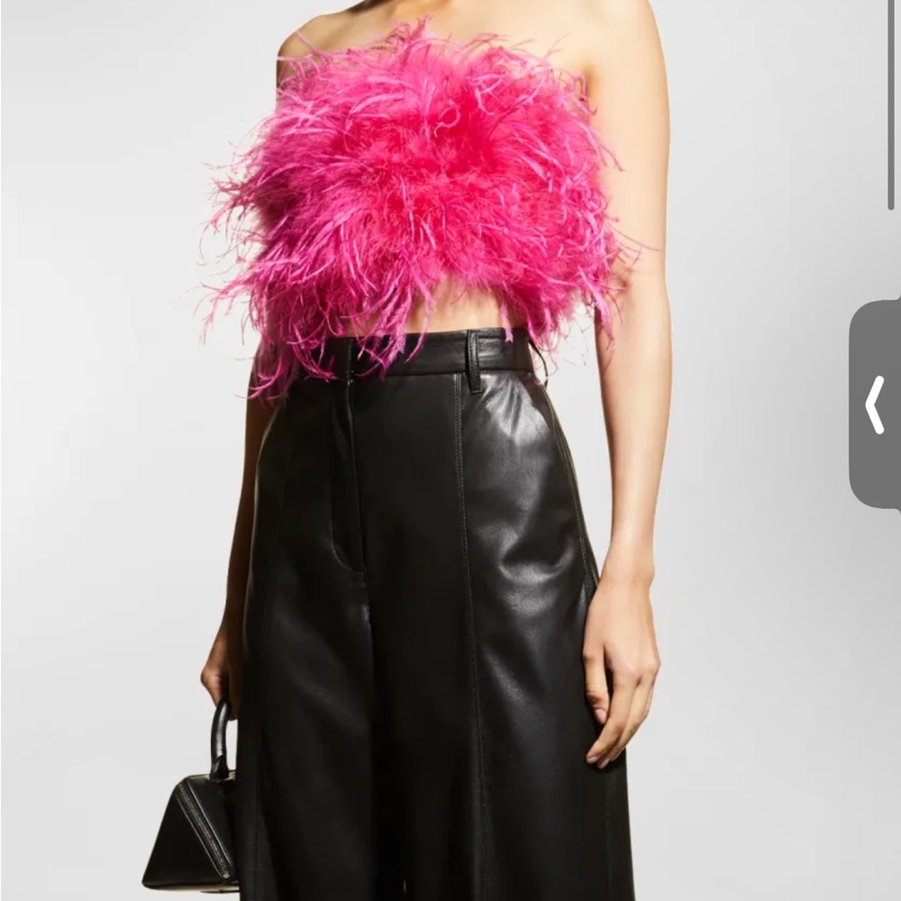 LaMarque Zaina Ostrich Feather fuchsia top size Small